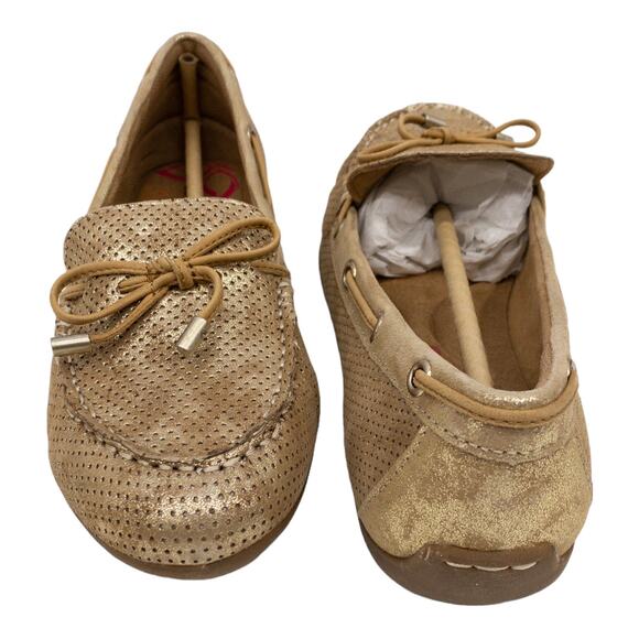 Comfortiva Mindy II Suede Leather Loafers 8.5 Women's Platino Gold Distressed - Picture 7 of 13